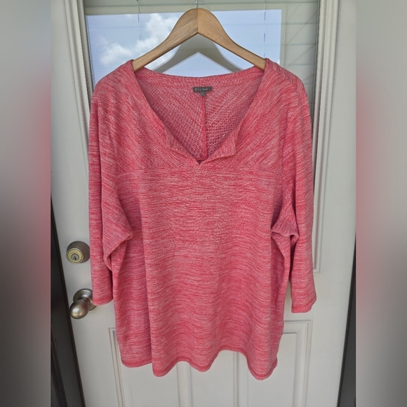 T By Talbots Tunic Blouse Womens 3X Plus Open Front Casual Pink - Picture 11 of 12